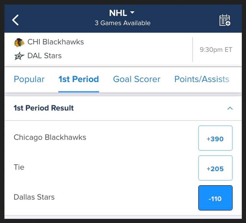 fanduel fastmoneylabs parlay nhl pick