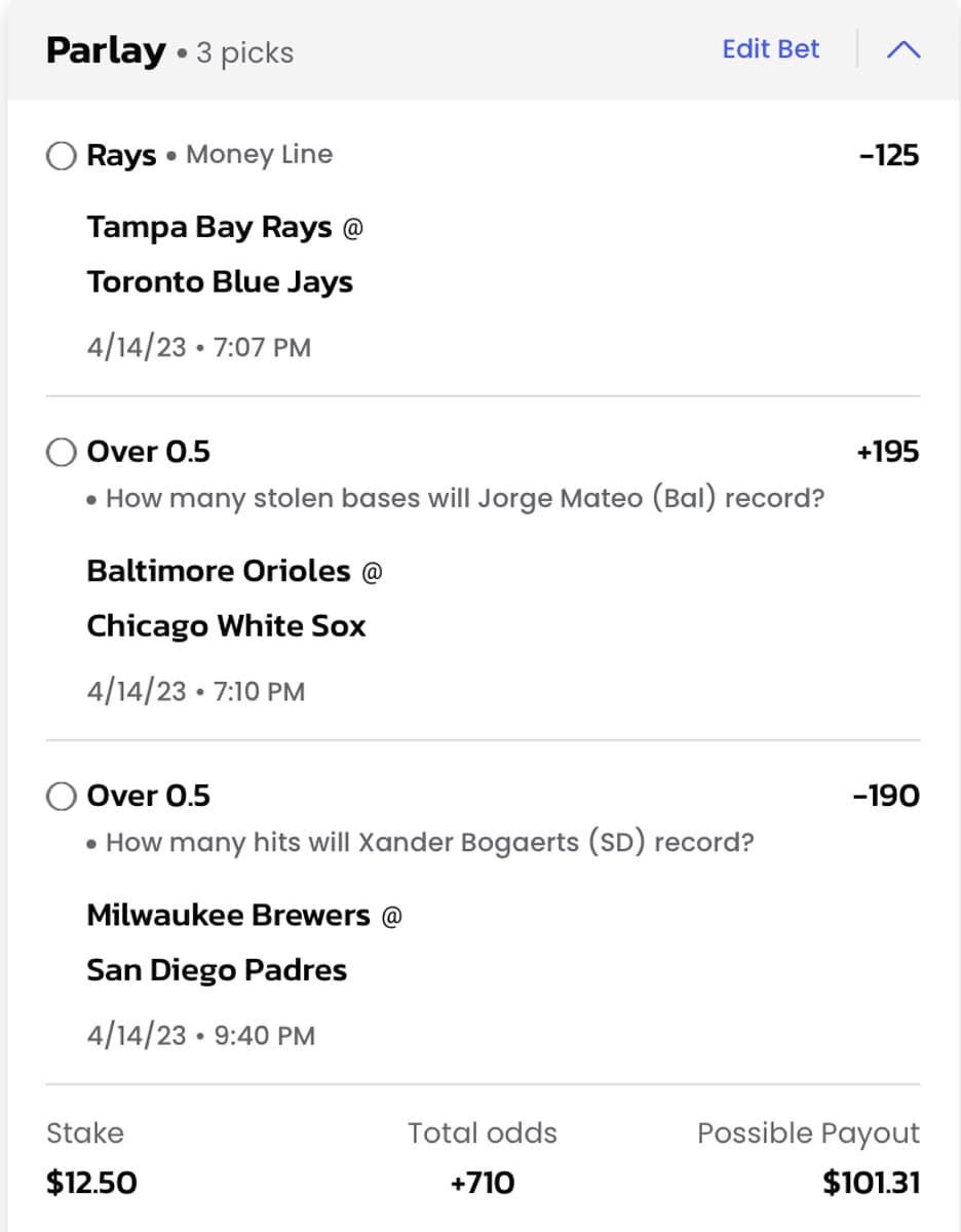 MLB parlay