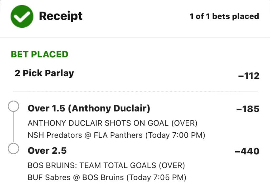 fastmoneylabs draftkings nhl parlay